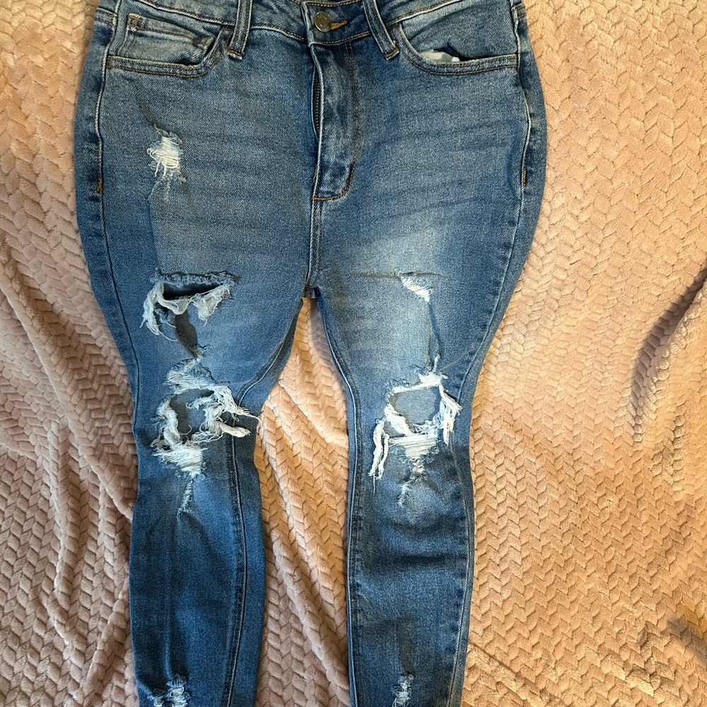 Cello Ripped Blue Skinny Jeans